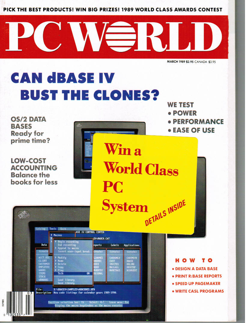 PC World Magazine March, 1989 Back Issue COMPUTER Magazine eBay